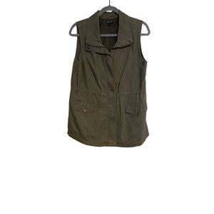 Hannah Women’s M Vest Olive Green Sleeveless Utility Vest With Pockets & Snap